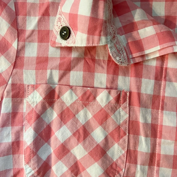 Pink Gingham Shirt Small Medium Simply Noelle Collared Button Down - Picture 5 of 7